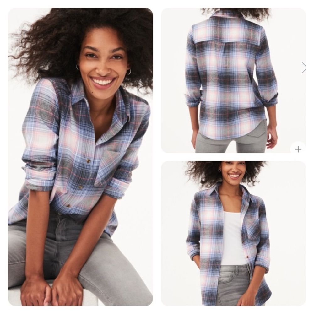 Aeropostale Long Sleeve Plaid Boyfriend Button-
Down Shirt Size XL